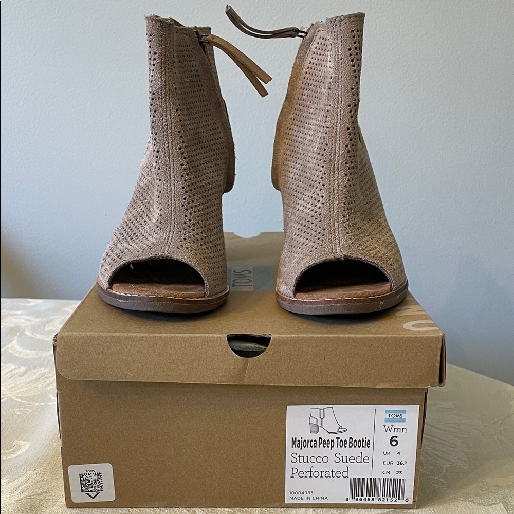 TOMS Stucco Suede Peep Toe Ankle Booties